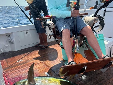 Sportfishing charter boat on open water