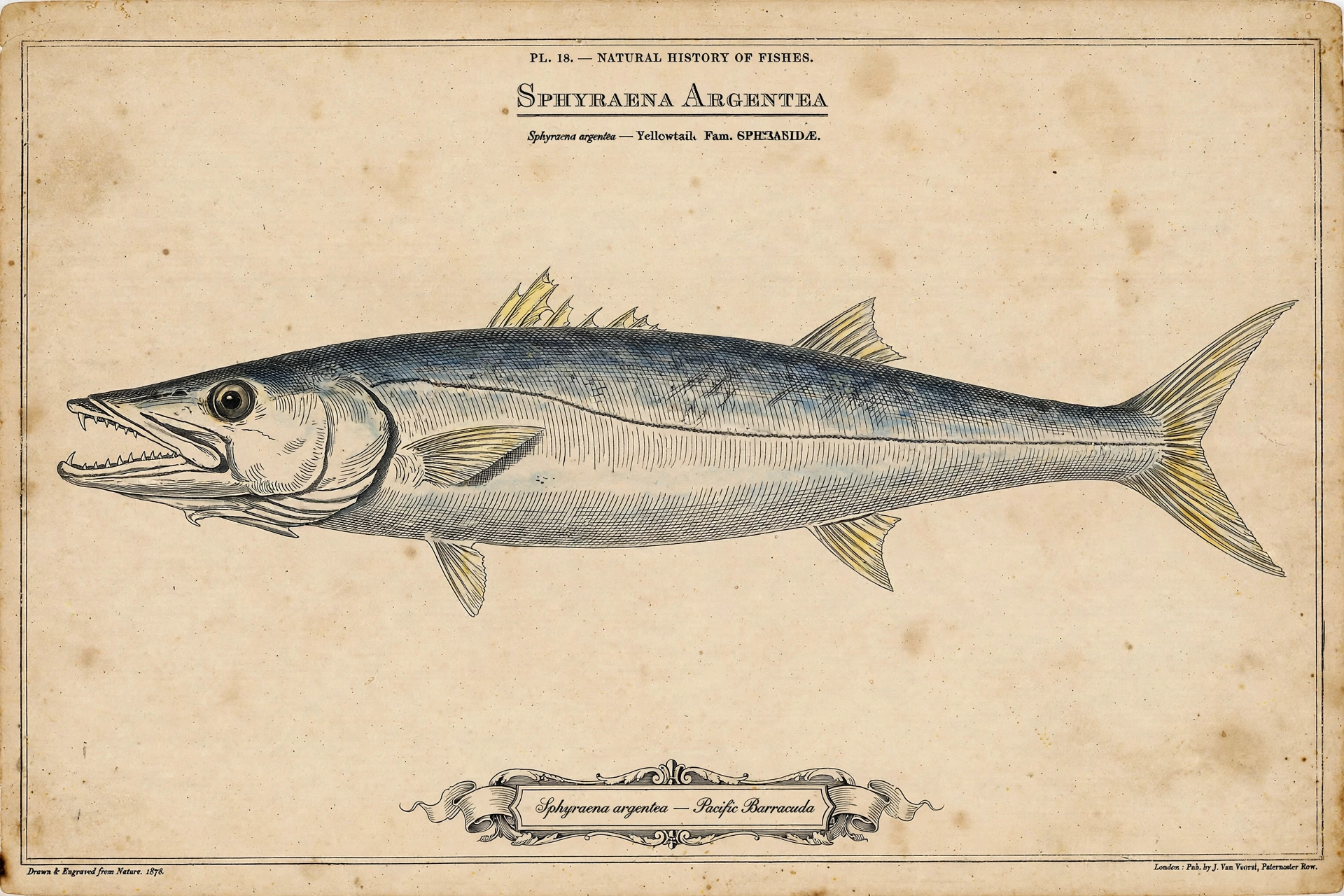 Barracuda \u2014 vintage-style scientific illustration